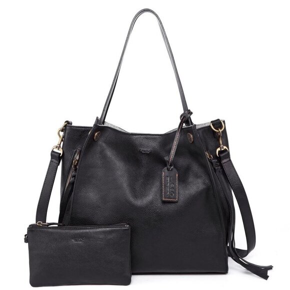 OLD TREND Daisy Leather Tote Black Bag - Picture 2 of 4